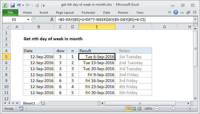 Excel Formula Get Nth Day Of Week In Month Exceljet excel-formula-get-nth-day-of-week-in-month-exceljet
